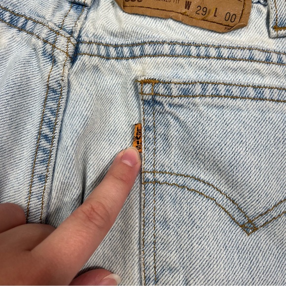 Levi’s Vintage Orange Tab 550 Relaxed Fit Light Wash Mom Shorts 100% Cotton 29 - Picture 8 of 8